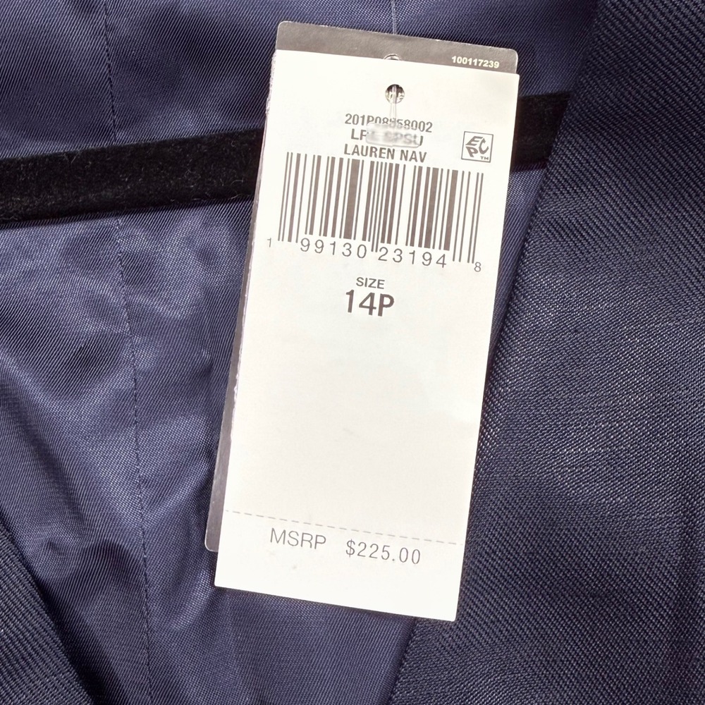 Lauren Ralph Lauren Womens Navy Blue V-Neck Vest Cinch Back Size 14P Petite NEW - Picture 8 of 12